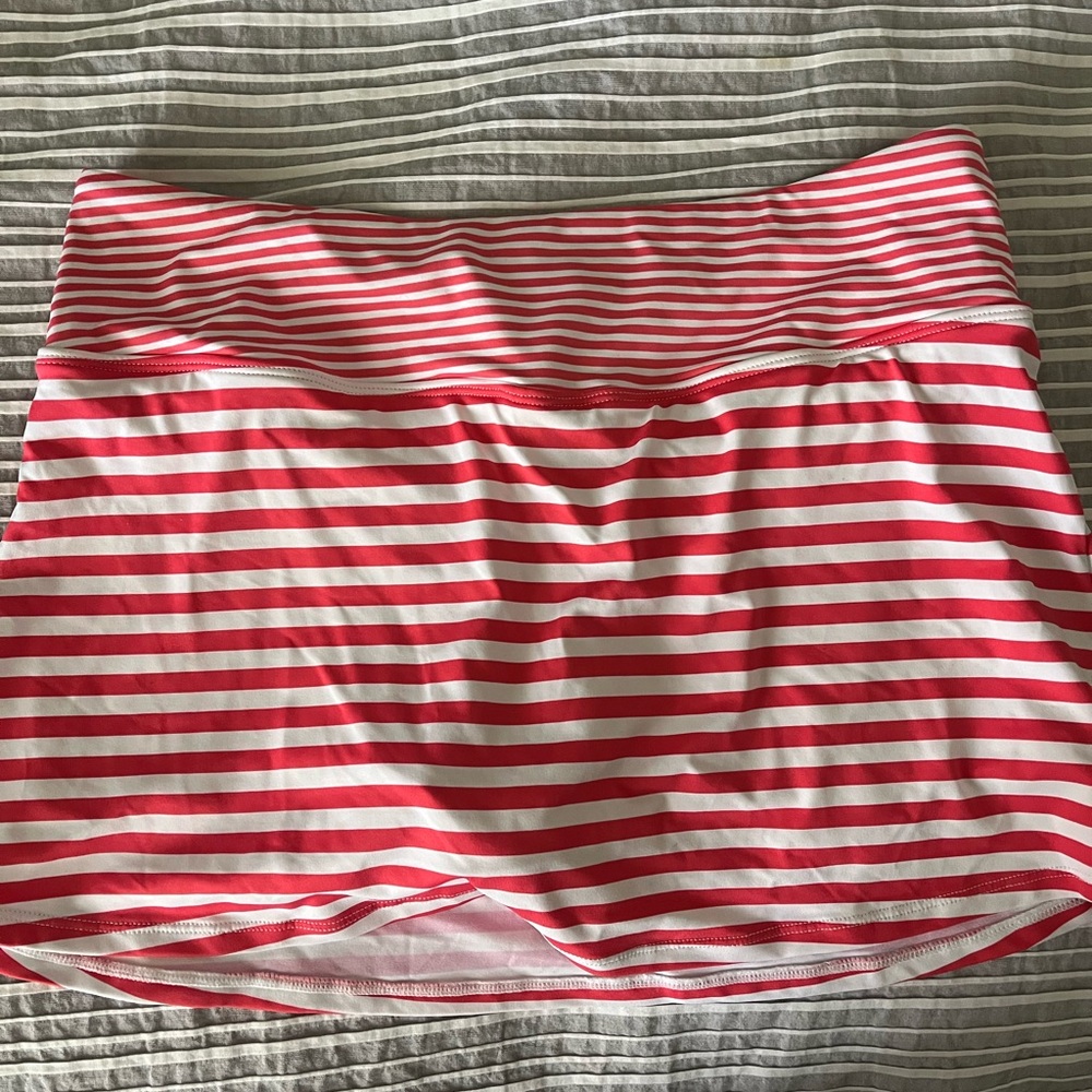 Tommy Bahama Coral and White Striped Swim Skort
